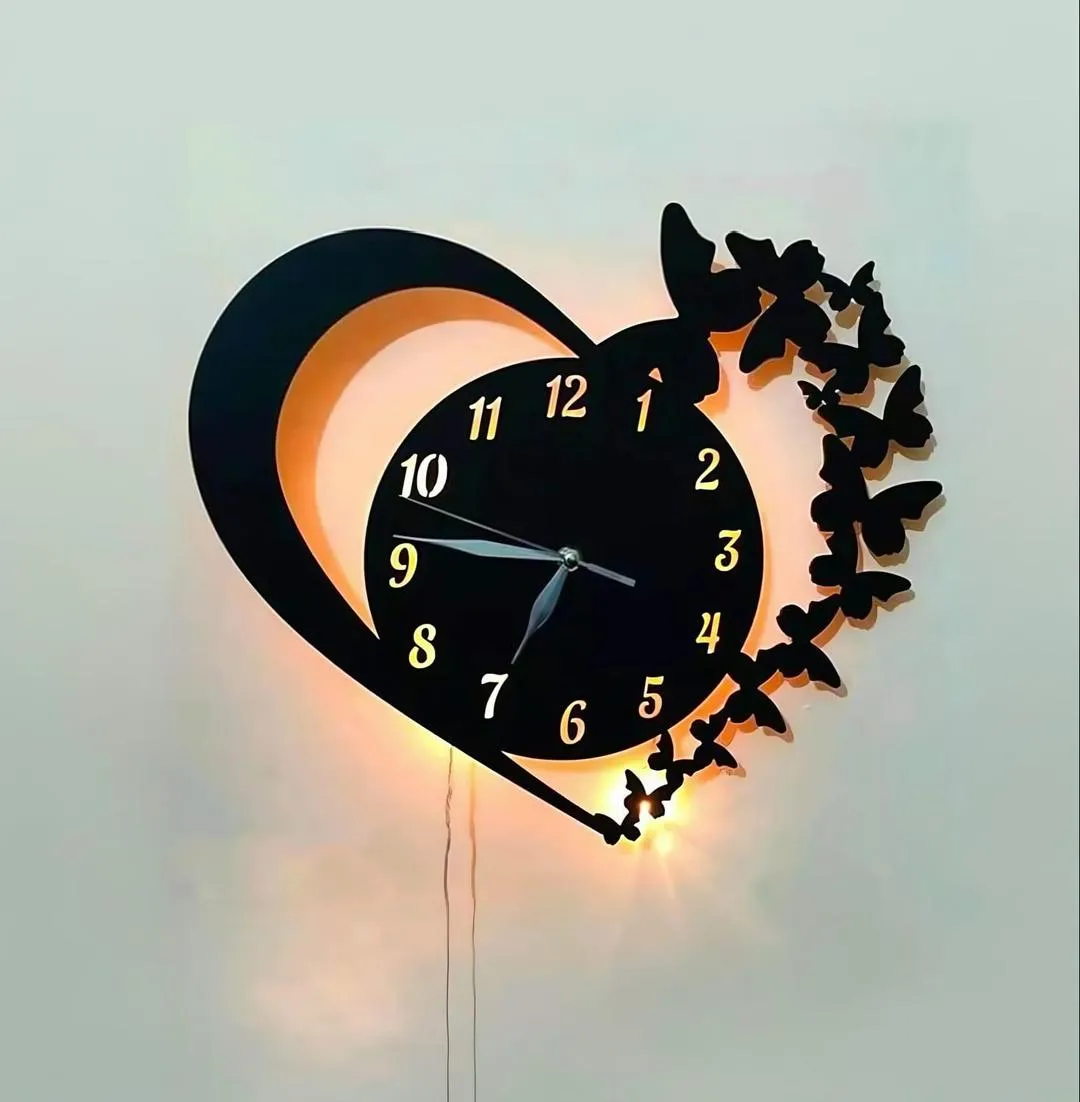 Heart Design Analogue Wall Clock - 1 Pc Stylish Battery-Operated Decor