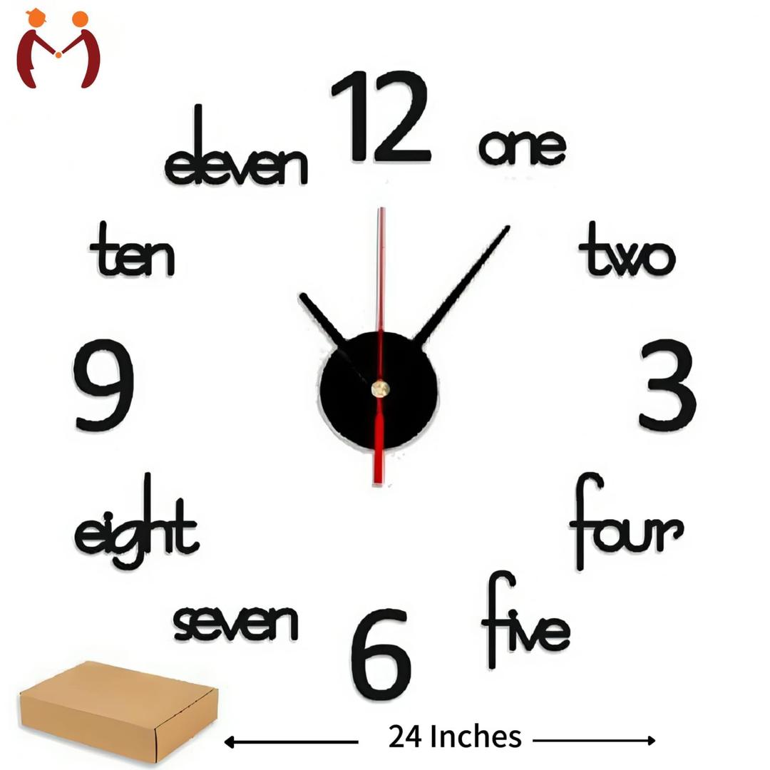 3D Alphabets and Digits Wooden Wall Clock