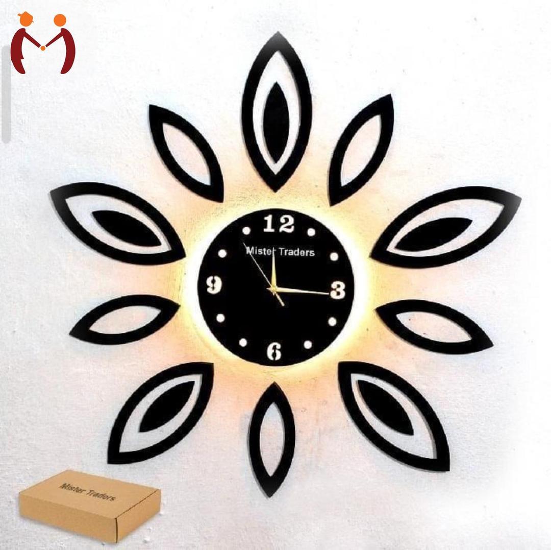  Leaves With Premium Light Wooden Wall Clock