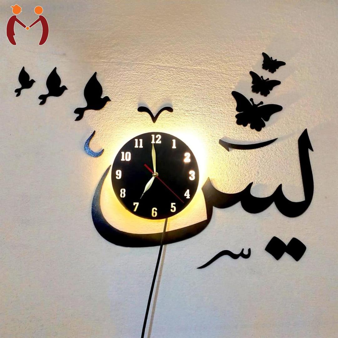 3D laser Cut Wooden wall Clock with Backlight