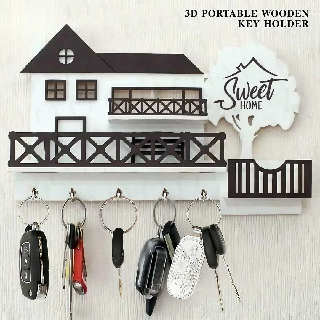 Modern Abstract Key Holder - 1 Pc Stylish MDF Design for Your Space
