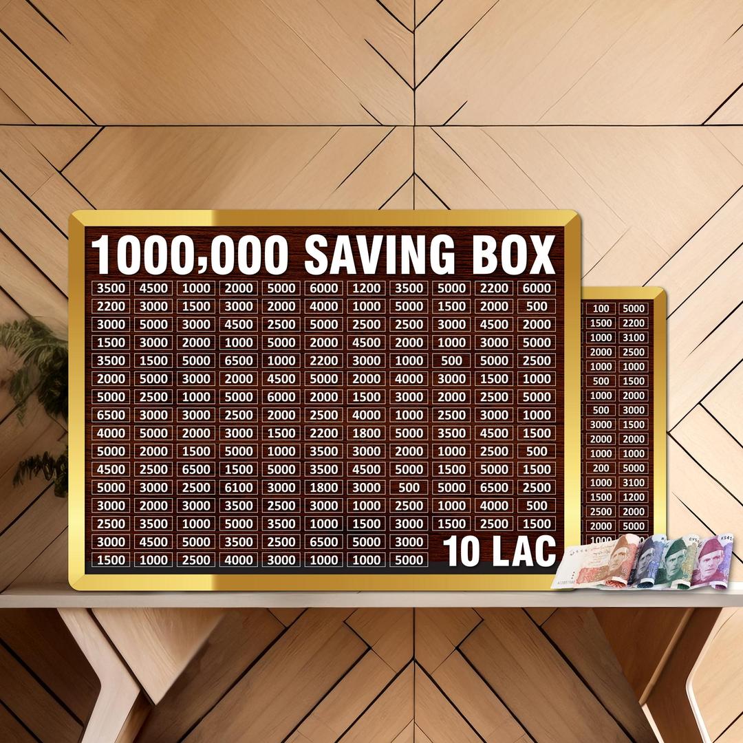 10 Lakh Money Saving Box – Wooden 1000000 Target Chart - Durable Money Box