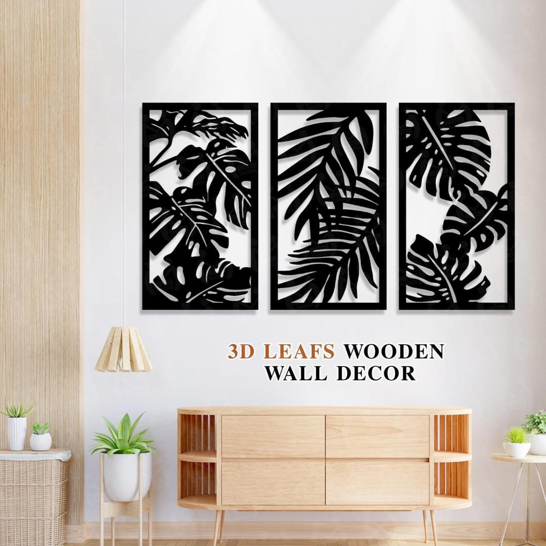 Leaf Shaped Design Wall Art - Pack Of 3