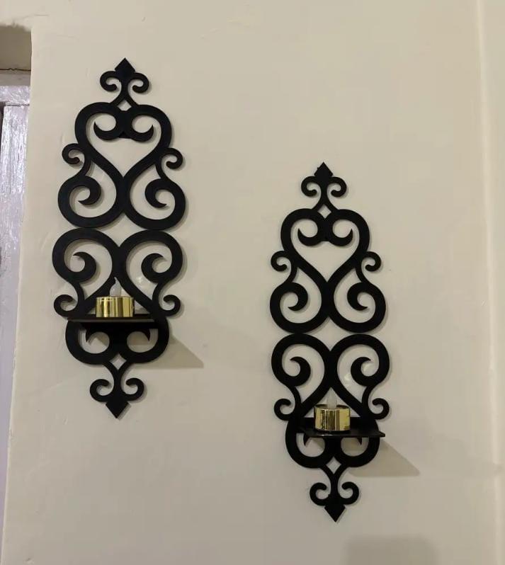 Modern Black Wall Shelves Set of 2 Decorative Wall Art 14"