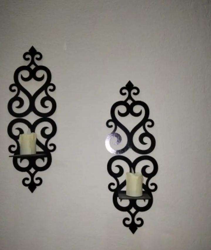 Modern Black Wall Shelves Set of 2 Decorative Wall Art 14"