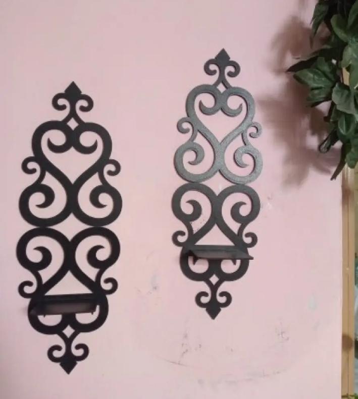 Modern Black Wall Shelves Set of 2 Decorative Wall Art 14"