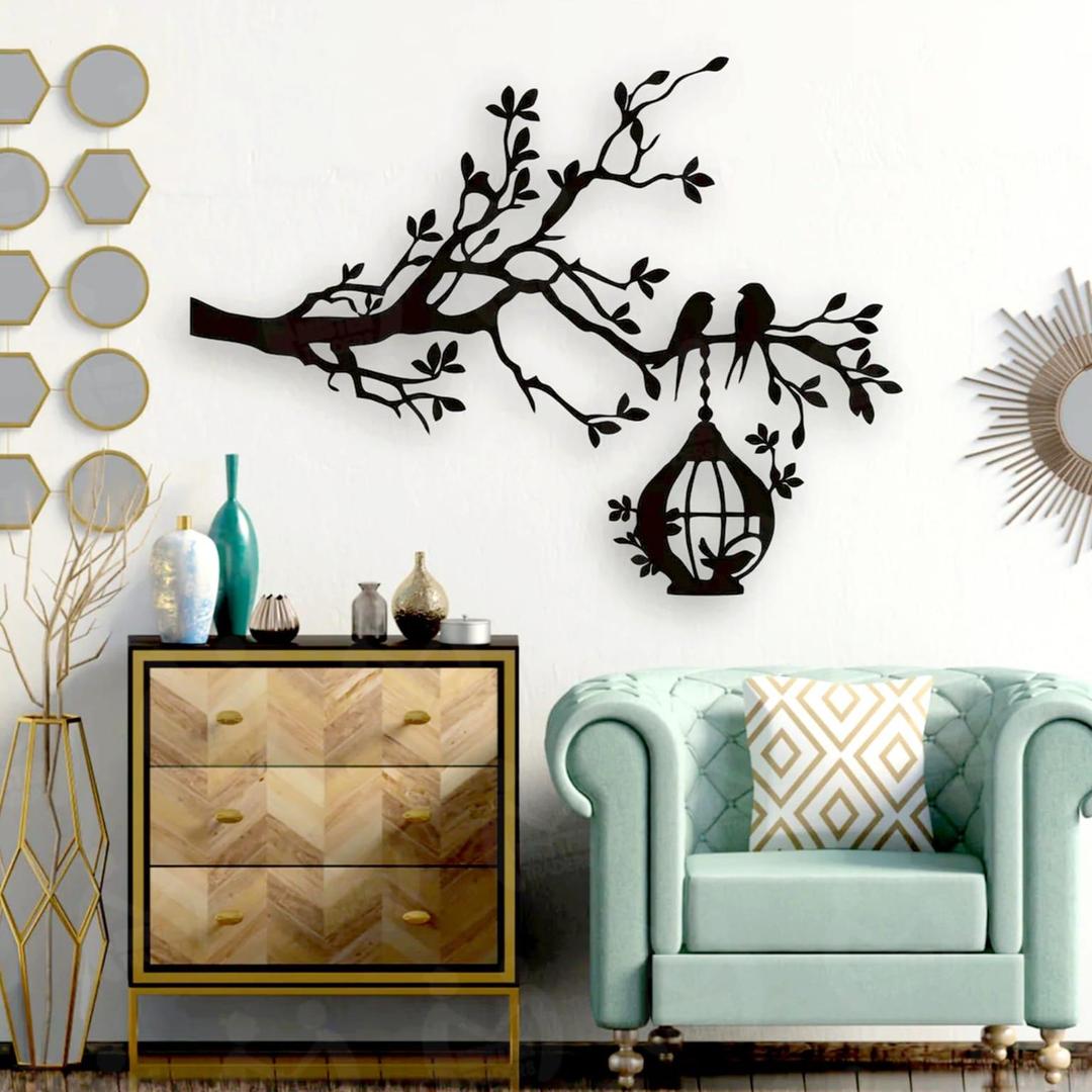 3D Tree With Birds On Nest Wooden Wall Art