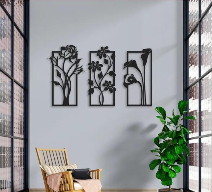 New wooden wall decor Bouquet 3 Pcs set wooden home decor wall decor art