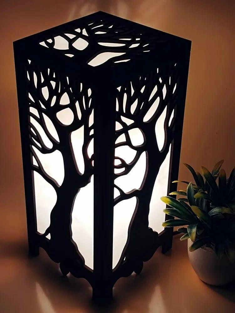 Side Table Wooden Lamp