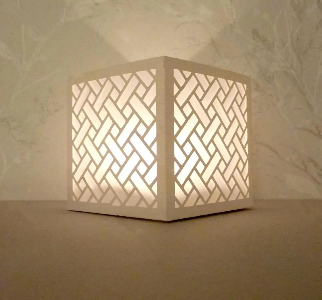 Modern White Geometric Design Tea Light Lamp I Lamp I Lamp For Room I Lamp Light I Lamp Decor I Lamp Light For Side Table I Lamp Lights