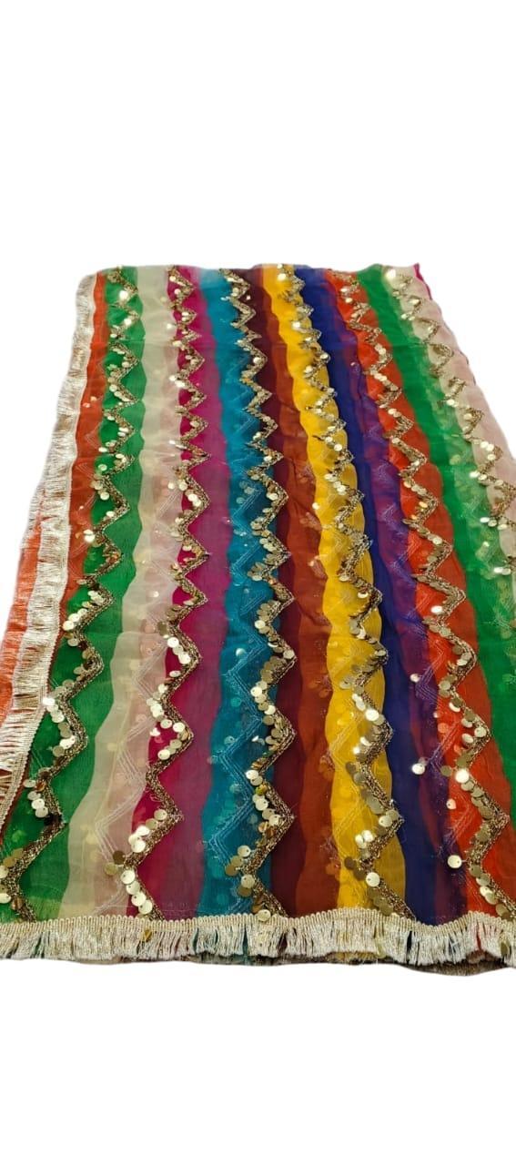 Stunning Sequins Embroidered Tissue Net Dupatta - 1 Pc, 2.5 Meter, Multicolor