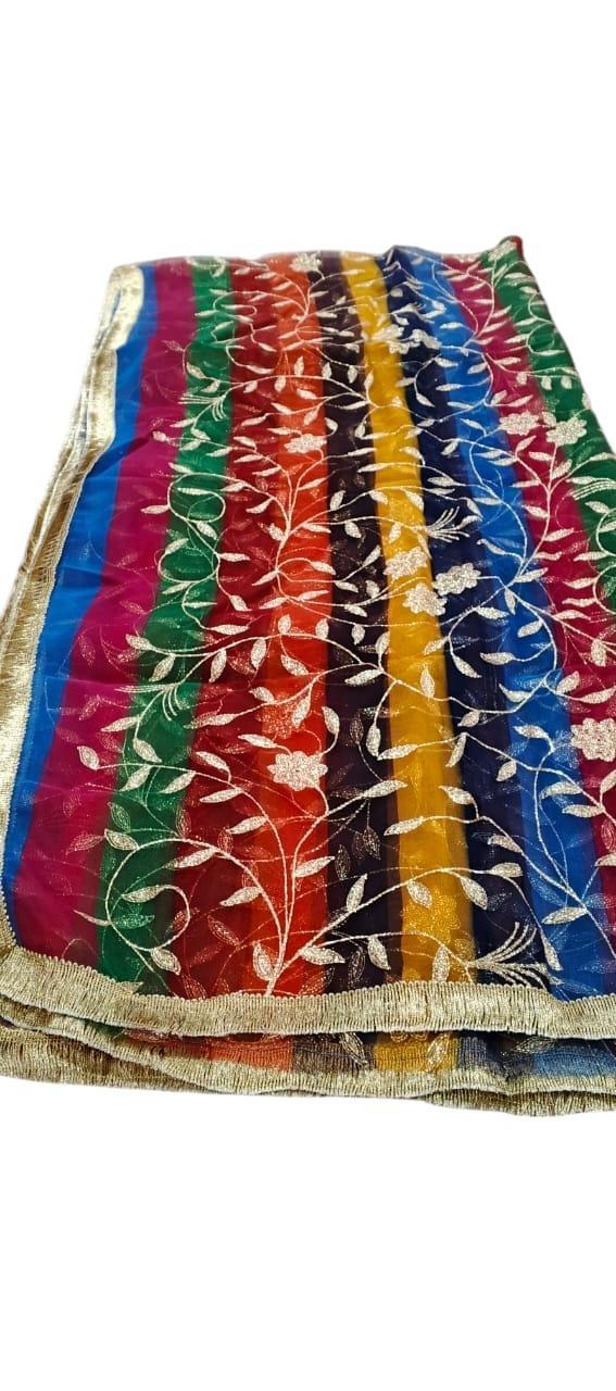 Stylish Embroidered Tissue Net Dupatta - 2.5 Meter, 1 Pc Multicolor Accessory