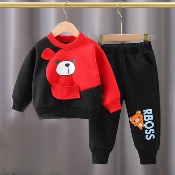2 Pcs Girl's Cotton Jersey Printed Tracksuit