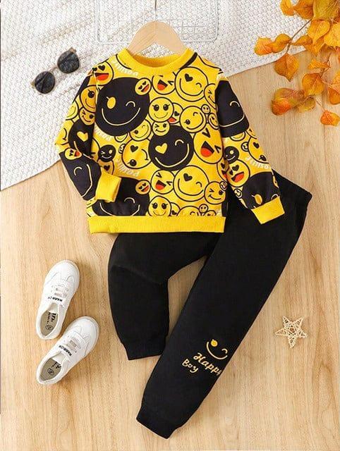Stylish Printed Fleece Tracksuit For Kids - 2 Pcs Set