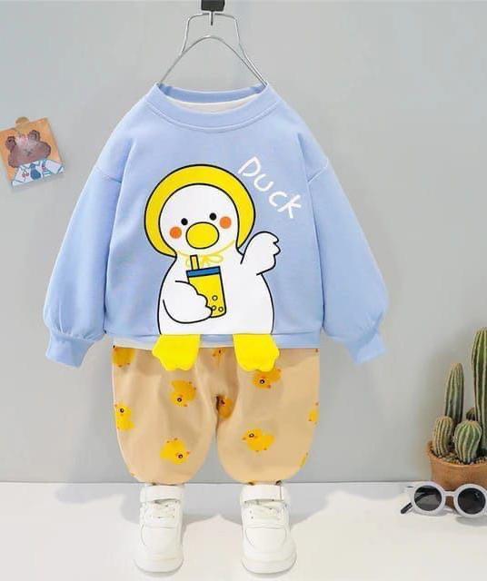 2 Pcs Girl's Fleece Printed Tracksuit