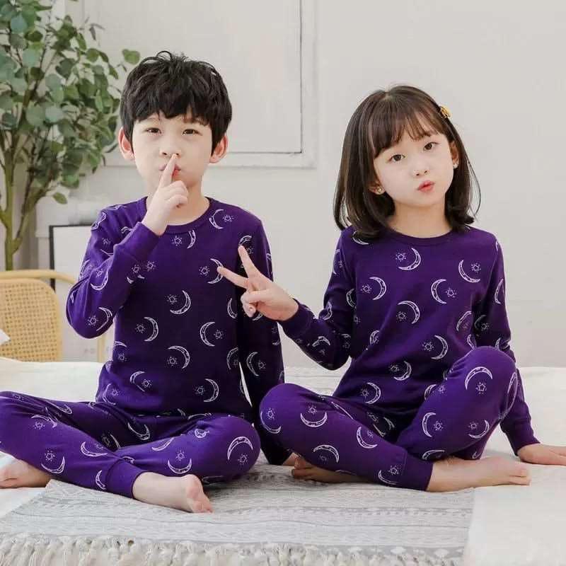 Stylish Printed Cotton Jersey Night Suit for Kids - 2 Pcs Set