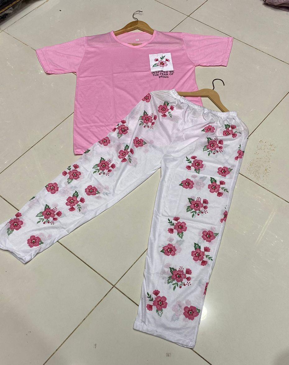 2 Pcs Women's Stitched Cotton Jersey Printed Night Suit