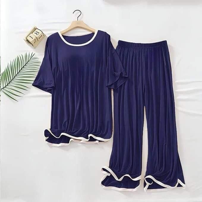 Comfortable Cotton Jersey Night Suit with Shorts - 2 Pcs Set