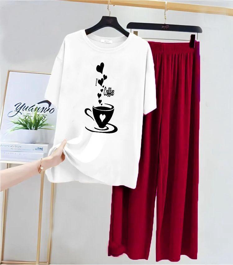 Comfortable 2 Pcs Printed Night Suit in Cotton Jersey