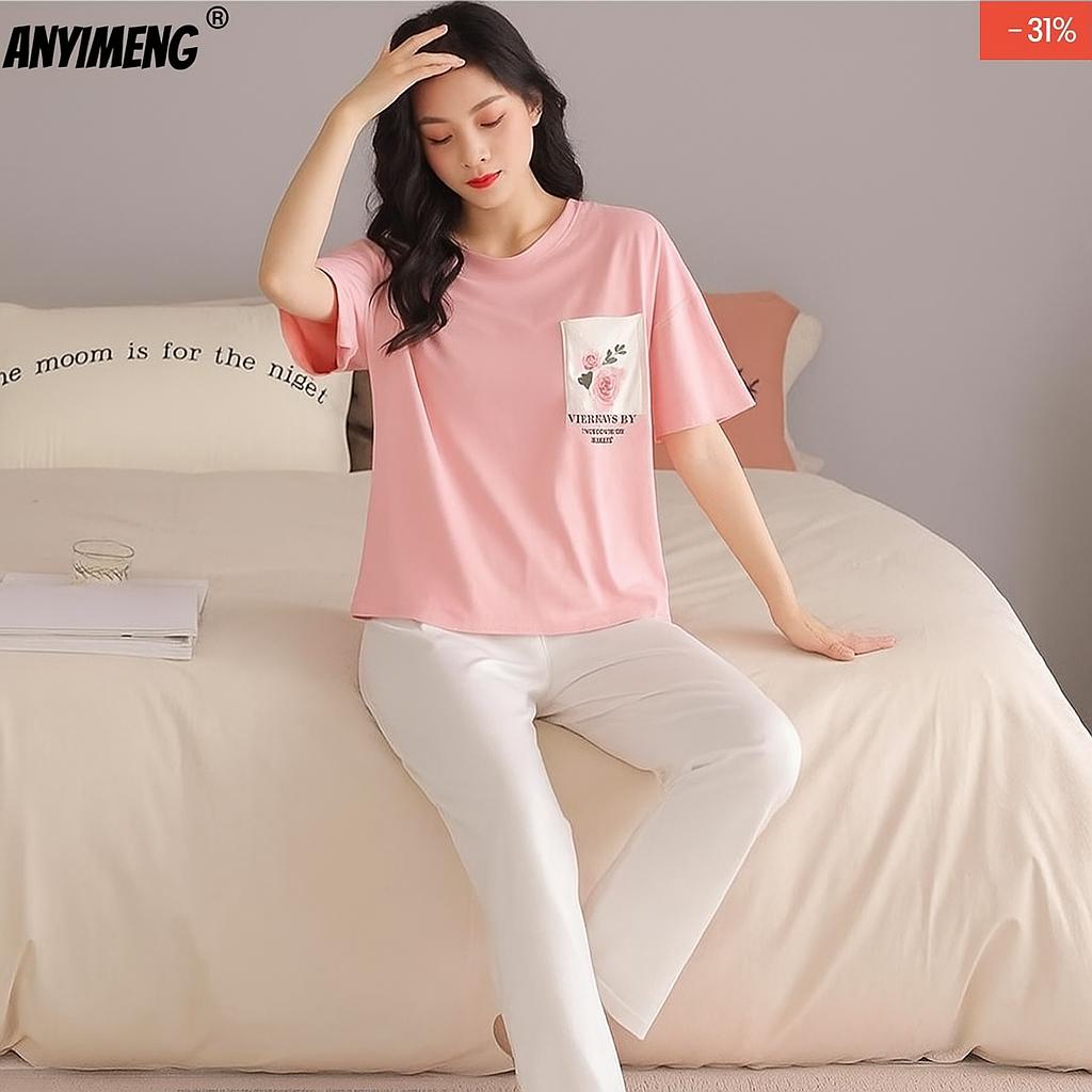 2 Pcs Women's Stitched Printed Night Suit