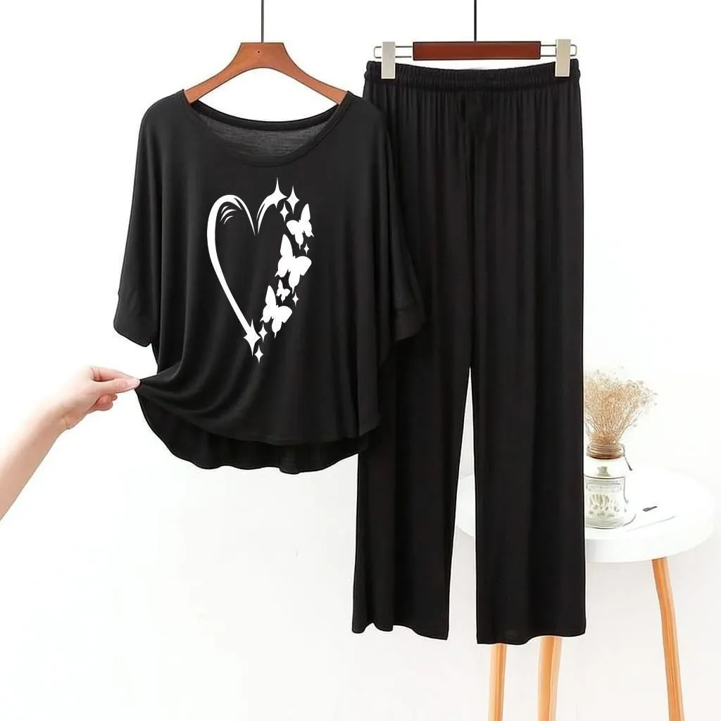 2 Pcs Women's Stitched Cotton Jersey Printed Night Suit