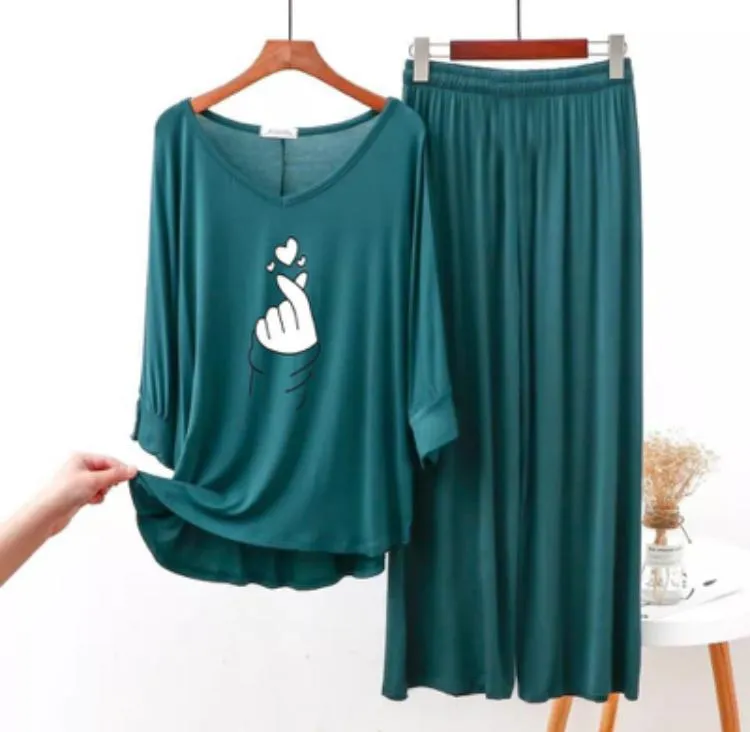 2 Pcs Women's Stitched Cotton Jersey Printed Night Suit