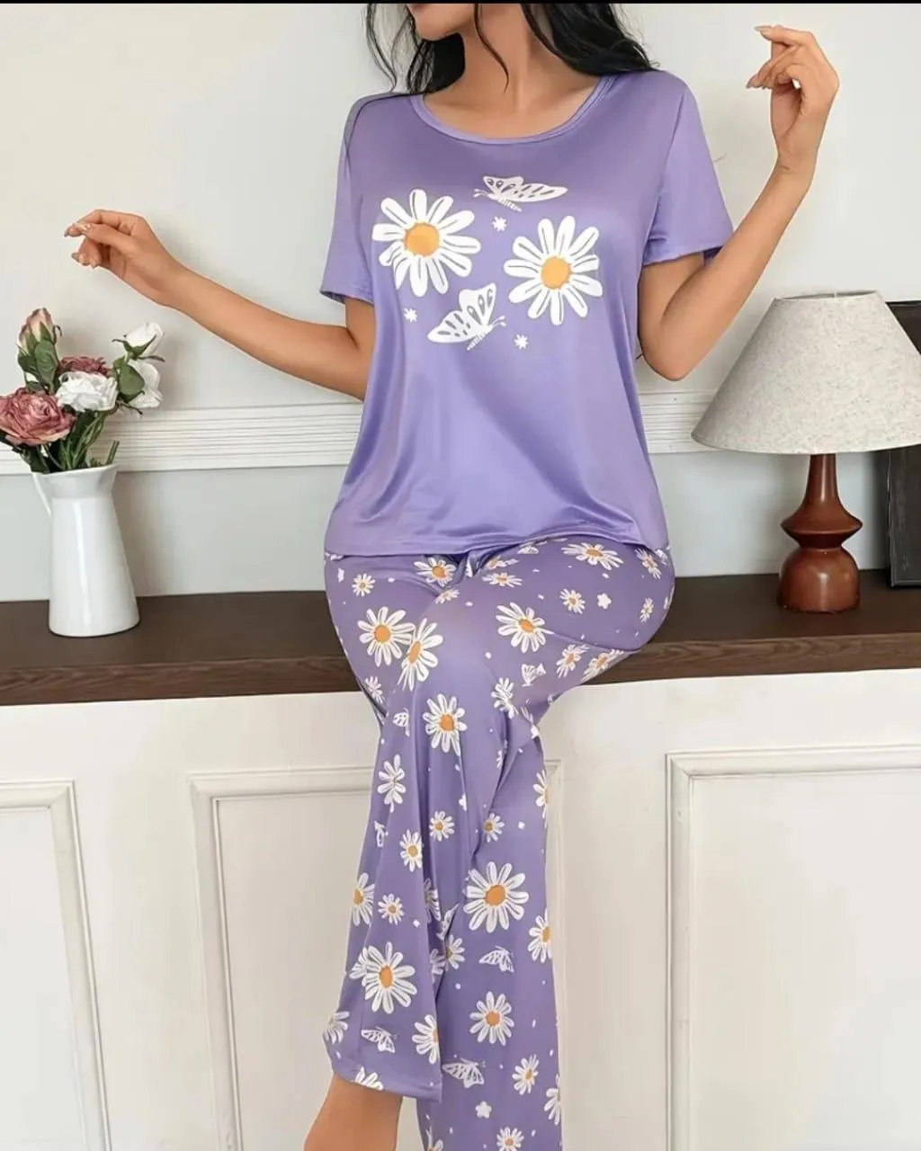 2 Pcs Women's Stitched Cotton Jersey Printed Night Suit