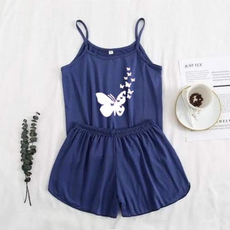 Comfortable Cotton Jersey Camisole Set - Stylish Printed Design (2 Pcs)