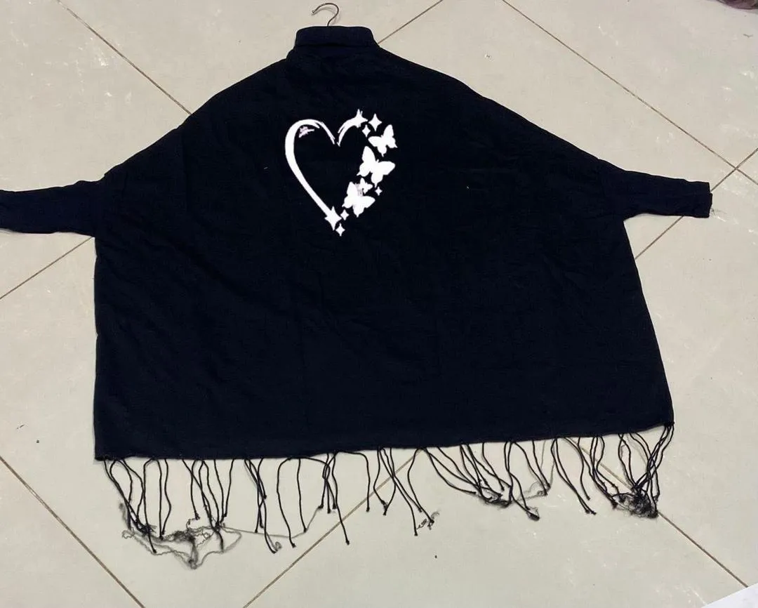 Women's Fleece Printed Poncho Cape Shawl