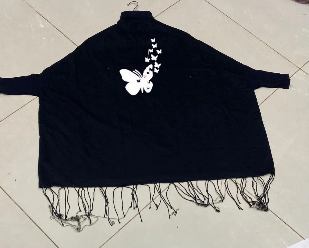 Women's Fleece Printed Poncho Cape Shawl