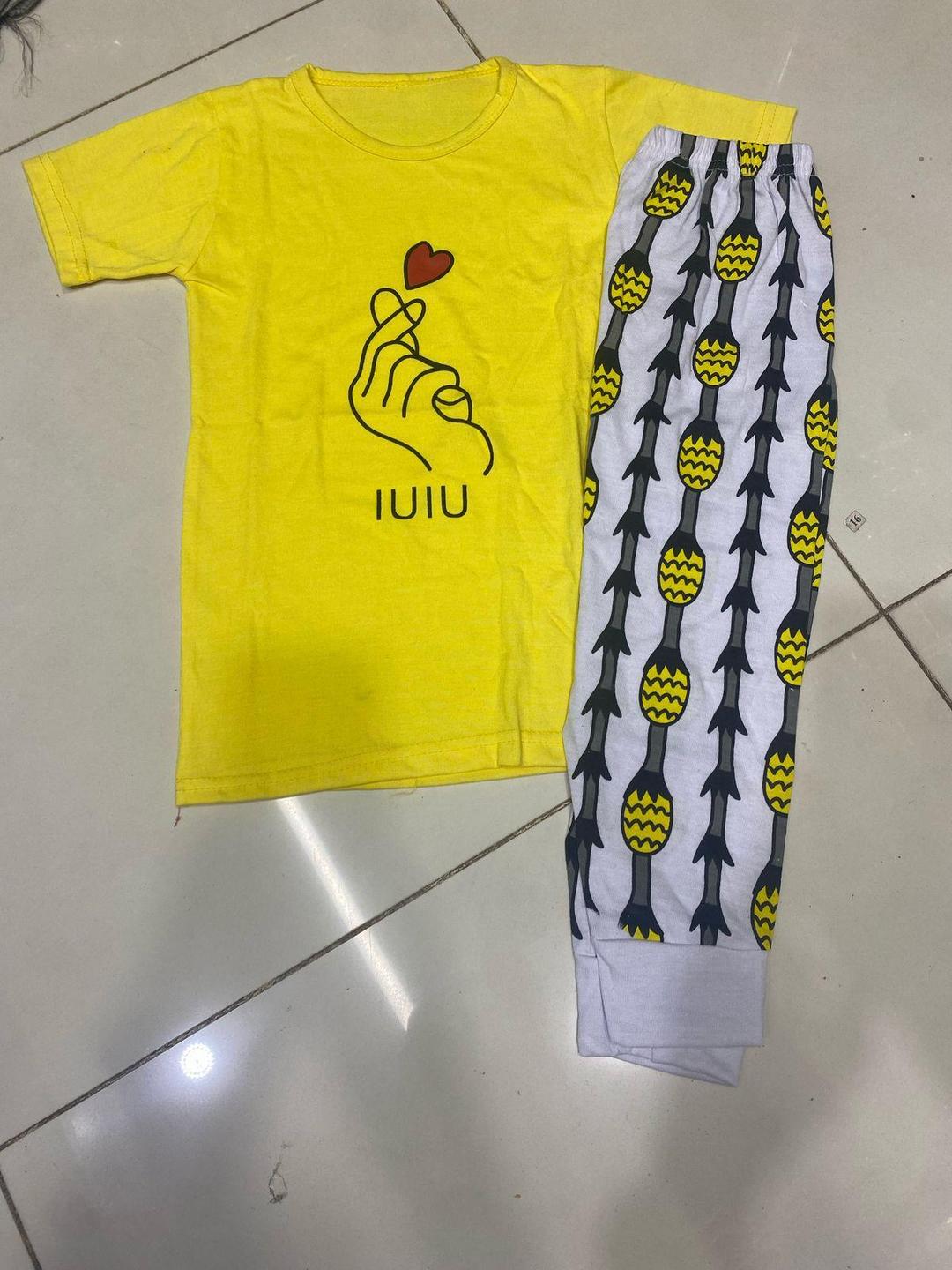 Girls Printed Cotton Jersey Shirt & Trouser Set Yellow 3-10Yrs