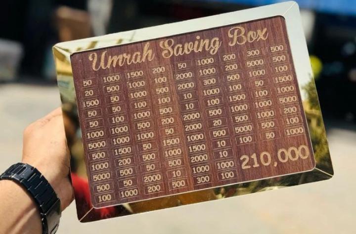 Wooden Umrah Saving Box - 1 Pcs - Perfect for Your Spiritual Savings
