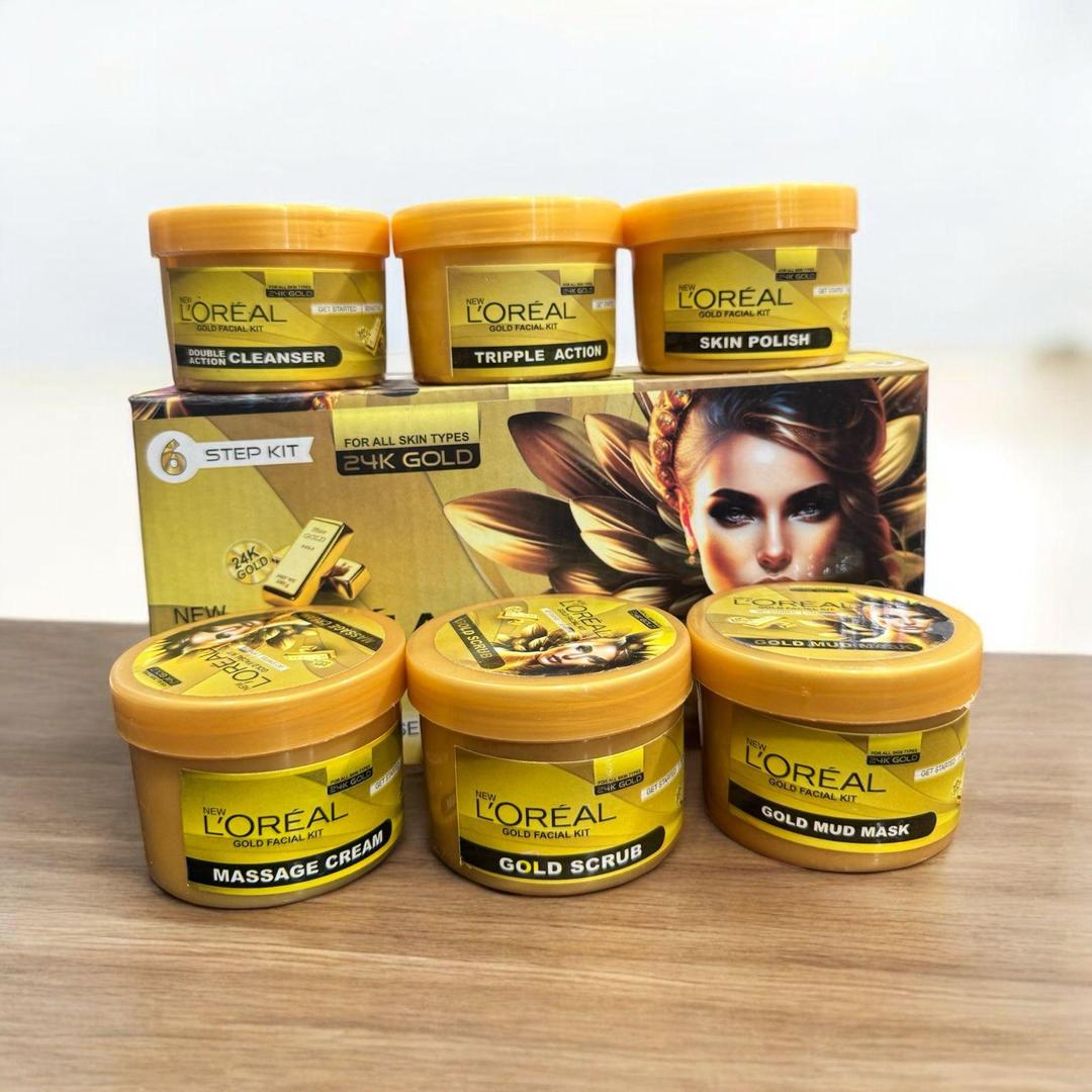 Whitening & Glowing Gold Facial Kit - 6 Pcs Smooth Skin Treatment