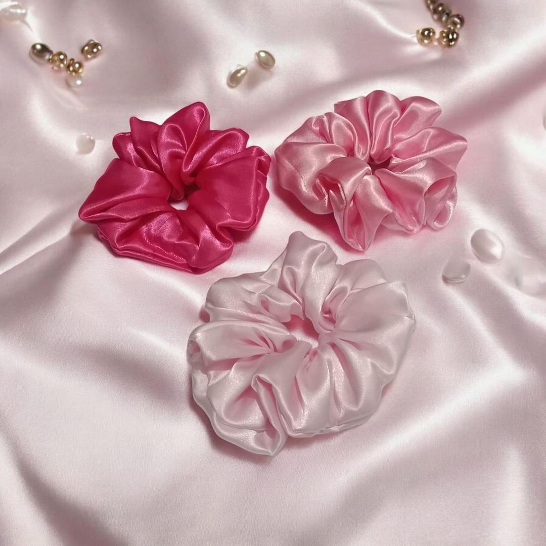 Silk Hair Scrunchies - Pack of 3 for Effortless Style