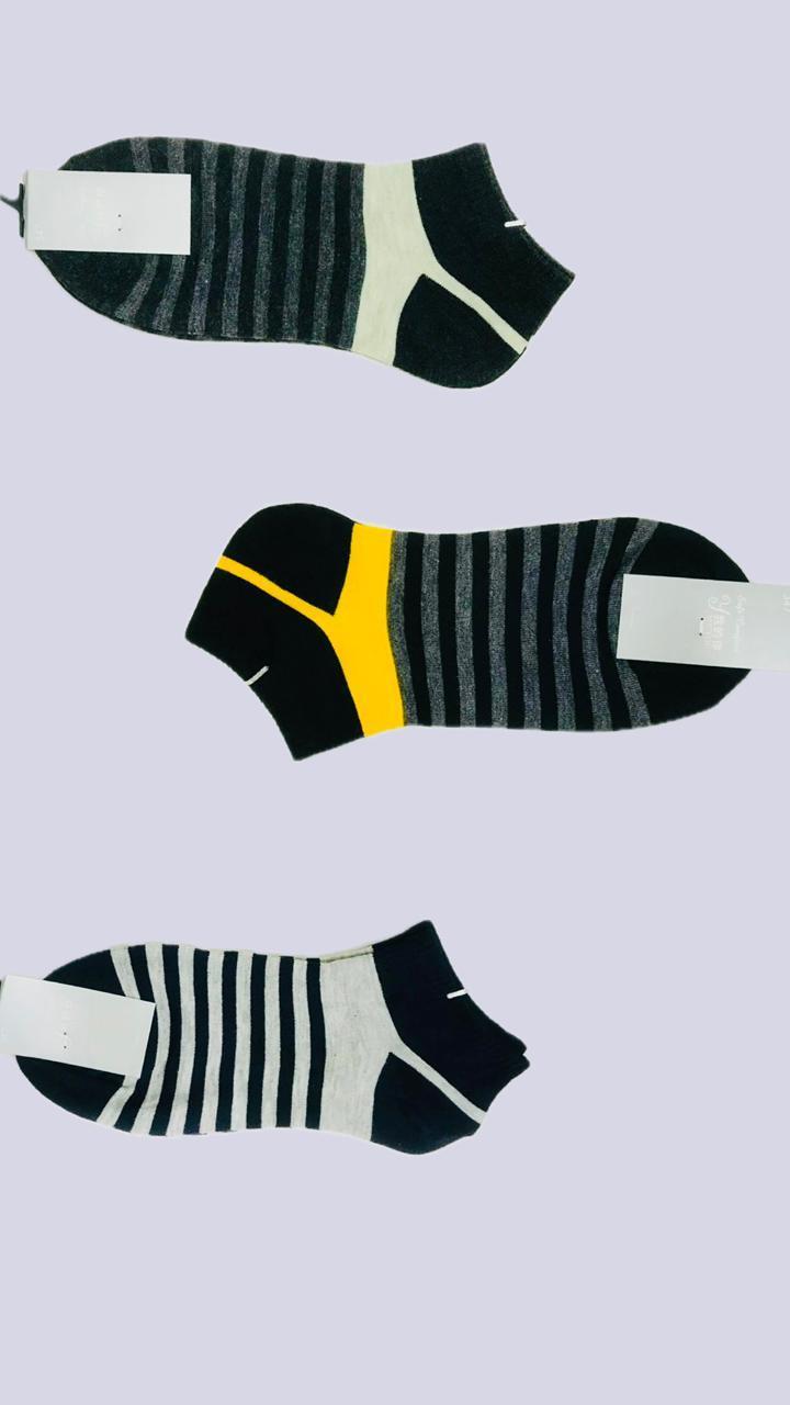 Men's Striped Ankle Length Socks, Pack Of 3