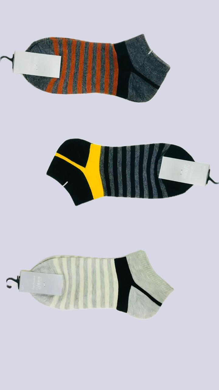 Men's Striped Ankle Length Socks, Pack Of 3