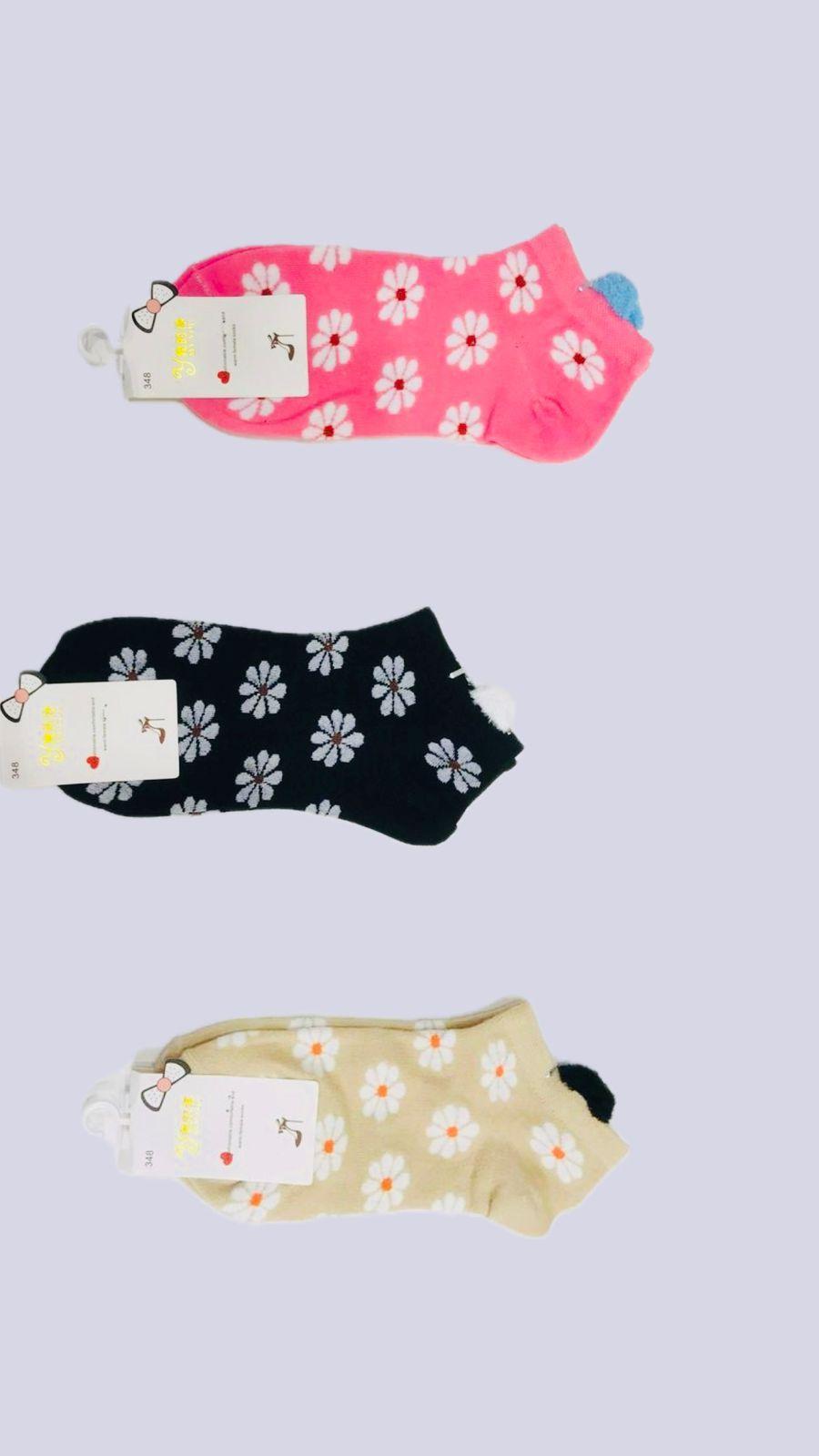 Women's Flower Ankle Length Socks, Pack Of 3