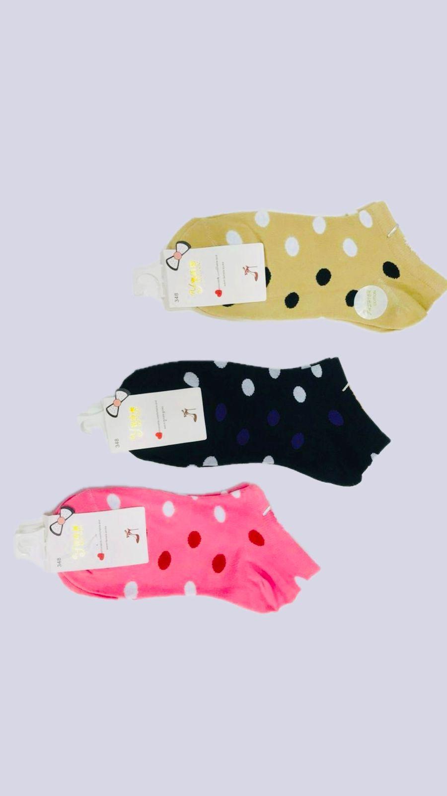 Women's Polka Dots Ankle Length Socks, Pack Of 3