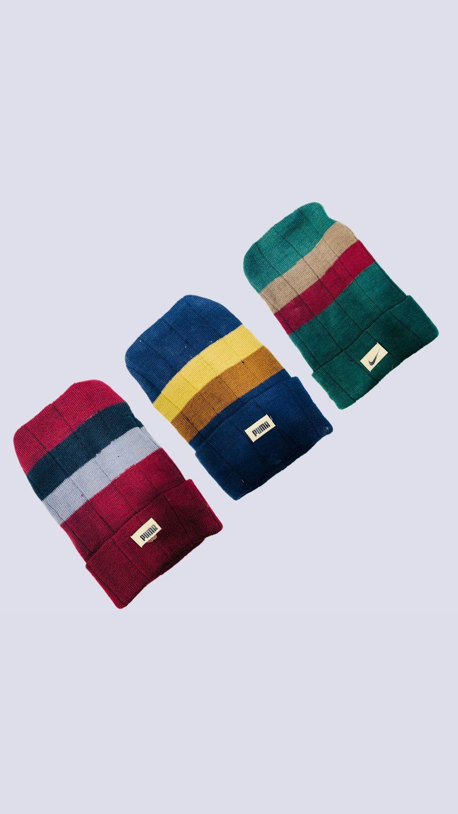 Men's Wool Textured Cap, Pack Of 3