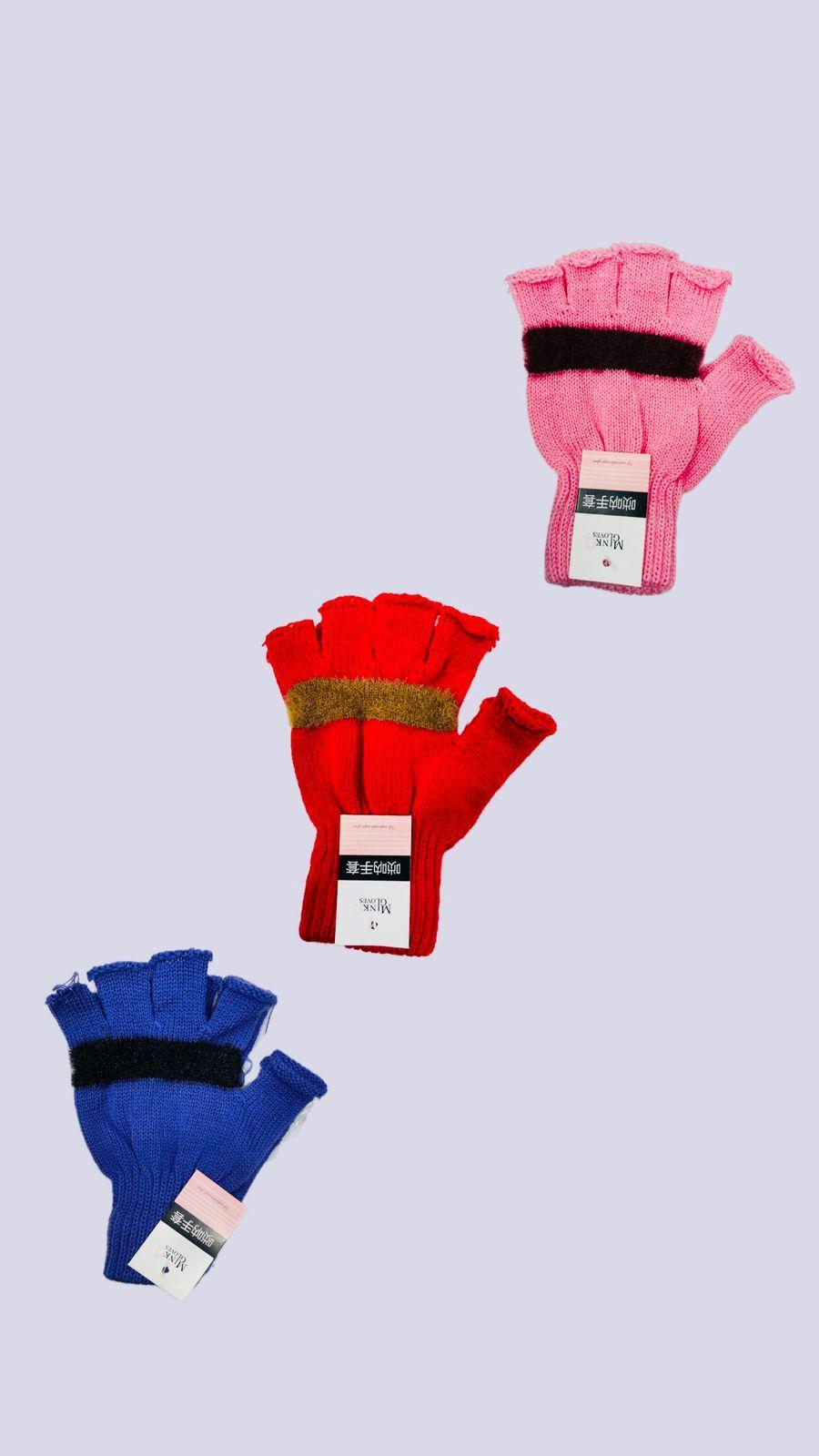 Women's Polyester Plain Fingerless Gloves, Pack Of 3