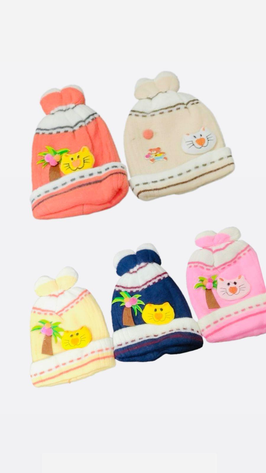 Baby Embroidered Wollen Cap , Pack Of 3 