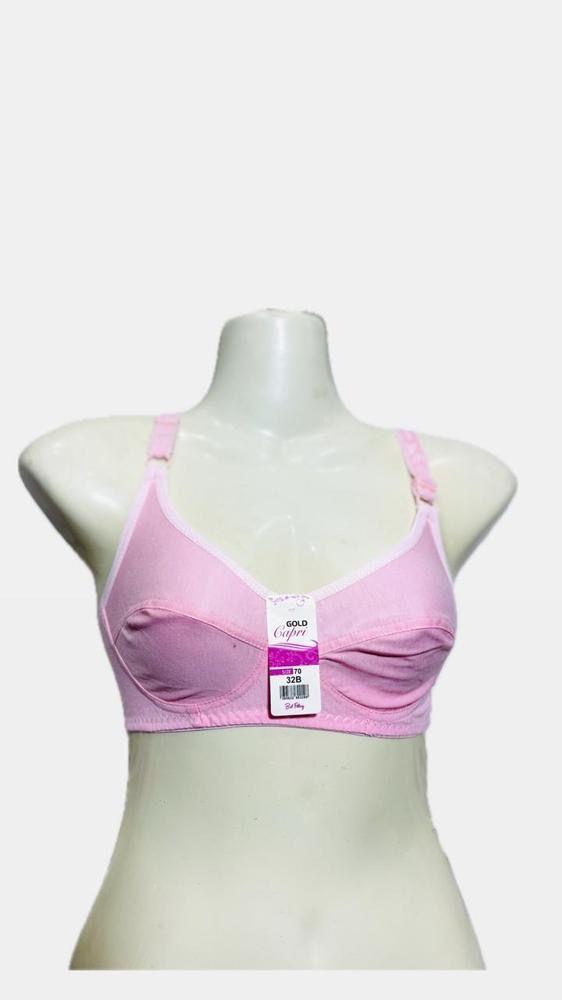 Comfortable Non-Padded Cotton Bra - 1 Pcs in Pink