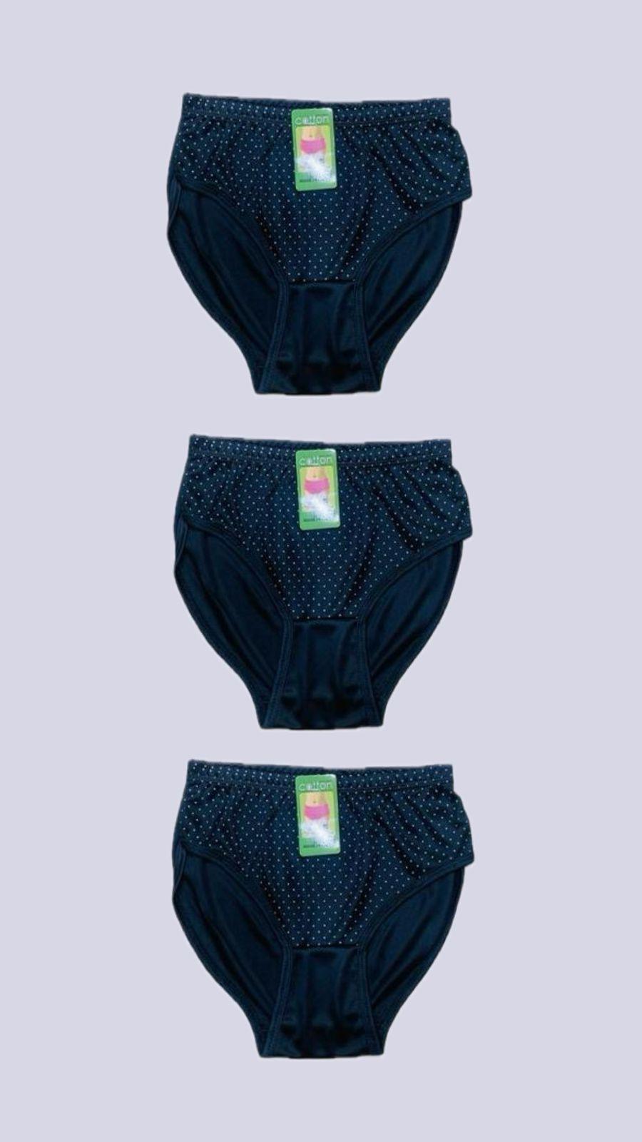 3 Pcs Comfortable Cotton Printed Panties in Black