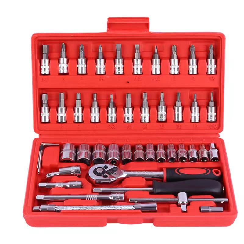 Stainless Steel Bike Tool Kit 46-Piece Red