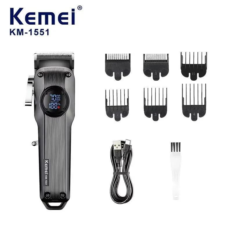Kemei KM-1551 USB Rechargeable Clipper for Men with 6 Combs
