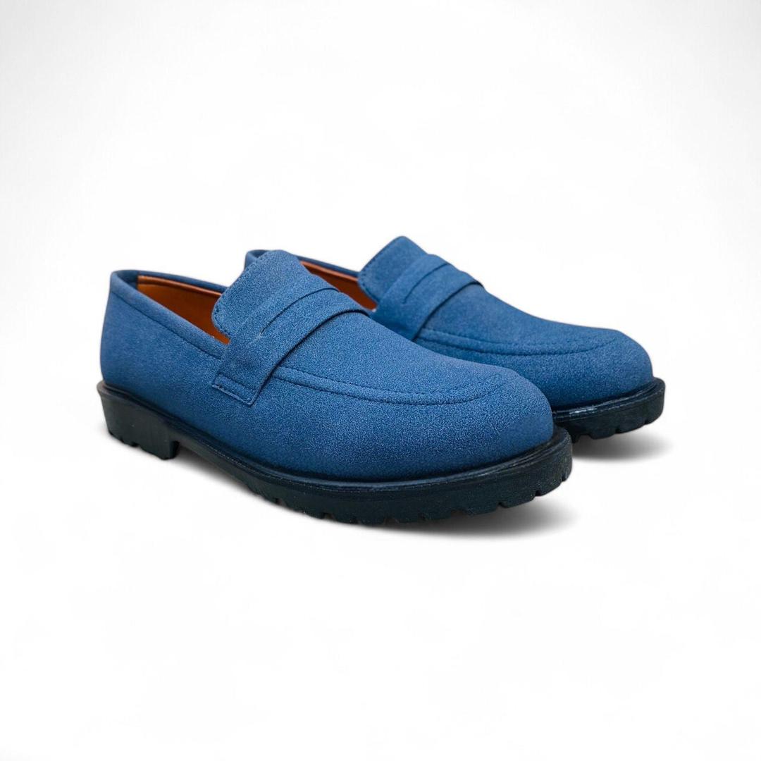 Men's Casual Blue Synthetic Leather Dress Shoes - Available in Multiple Sizes