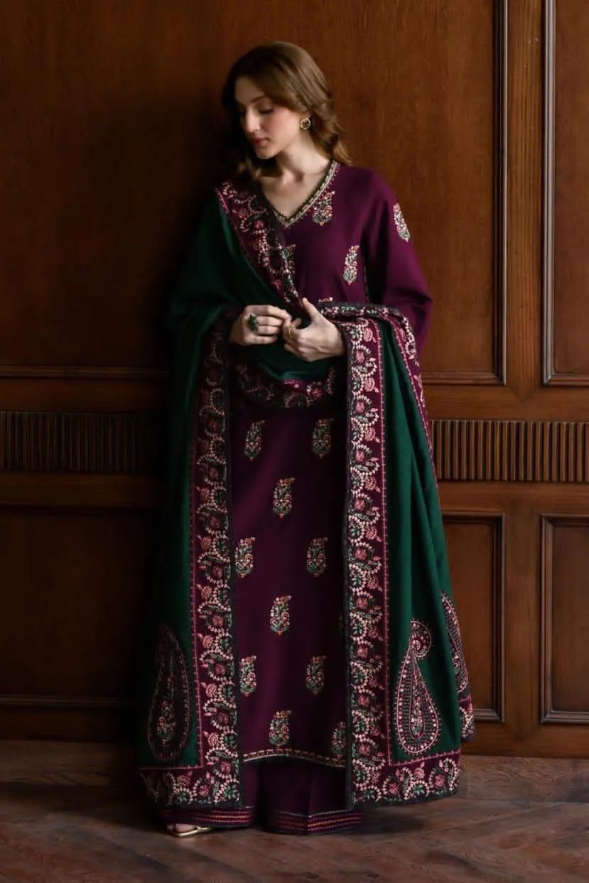 3 Pcs Women's Unstitched Embroidered Suit