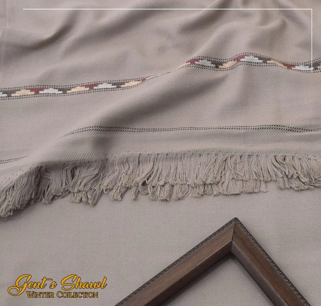 Luxurious 1 Pc Grey Plain Wool Shawl