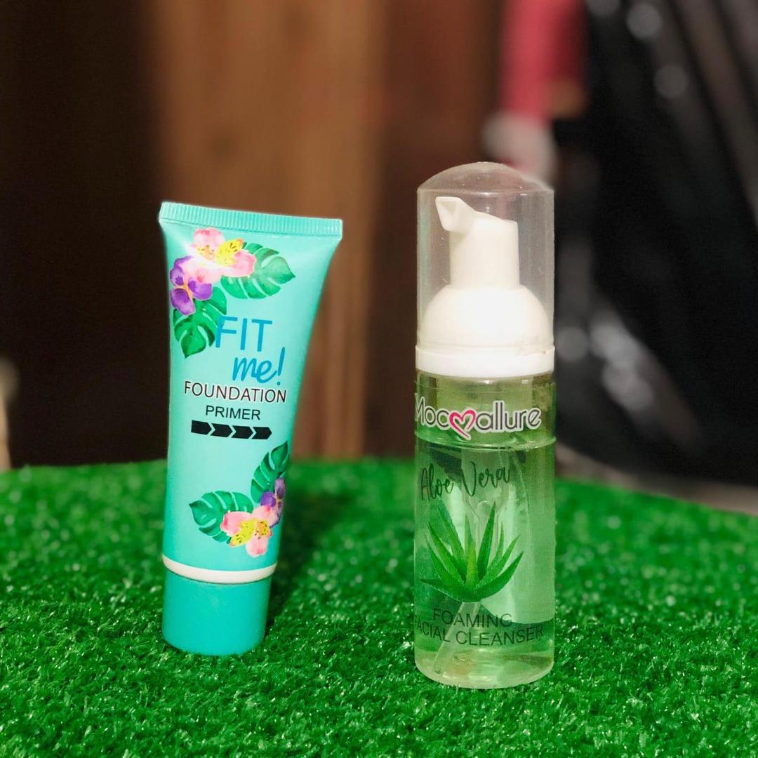 2 in 1 Makeup Deal: Foundation Primer & Foaming Facial Cleanser - Perfect for Your Skincare Routine!