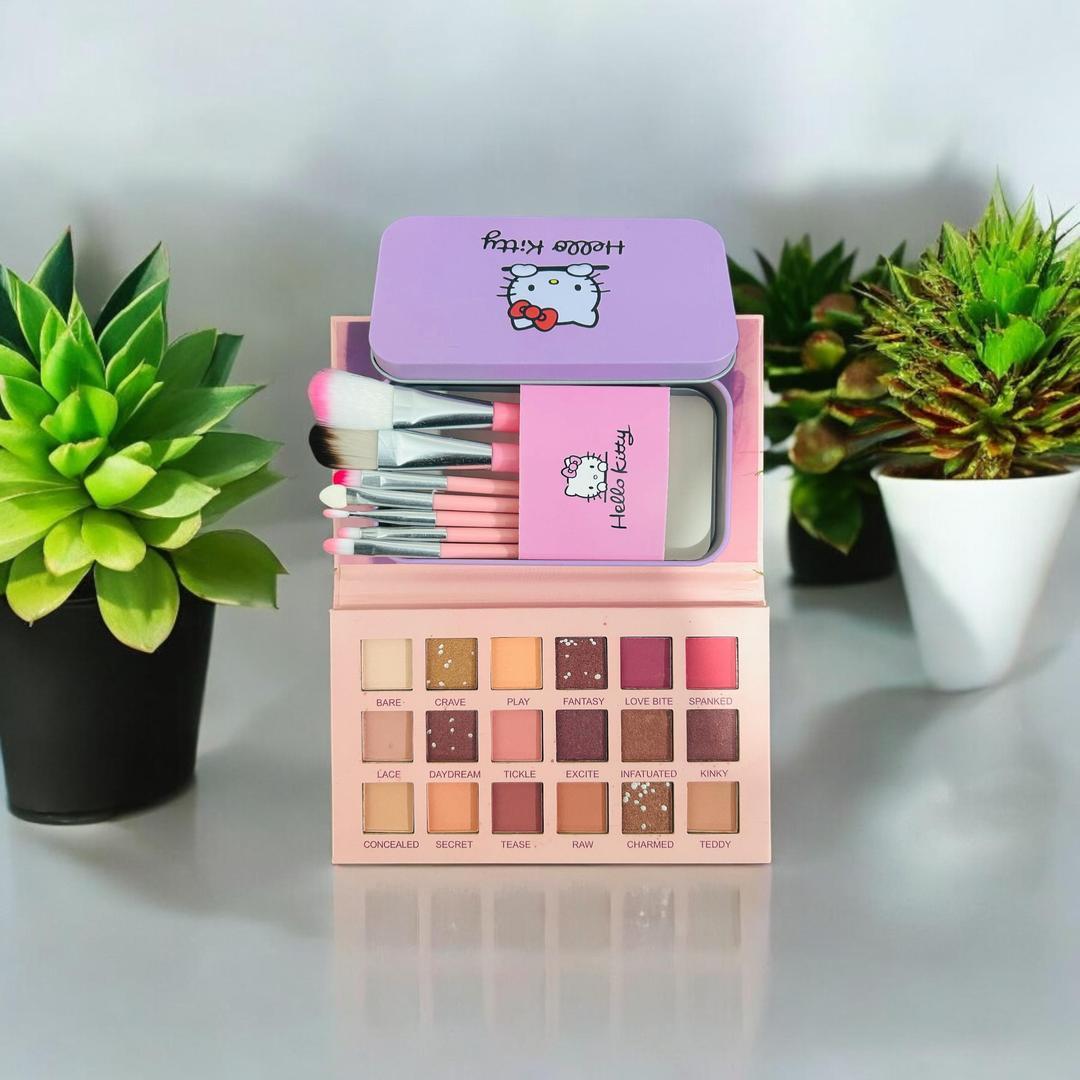 Multicolor 8 in 1 Makeup Deal: 18 Color Eyeshadow & 7 Makeup Brushes Set